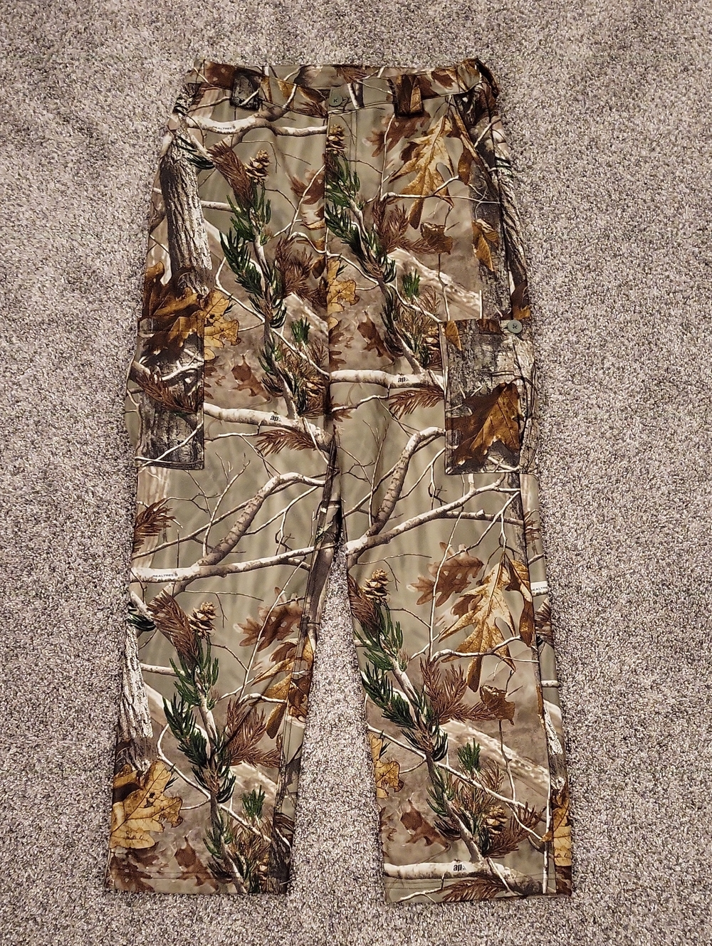 Mens Scentlok Camouflage Cargo Pants With Realtree Camouflage, Size Medium